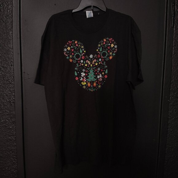 Disney Mickey Mouse Christmas Holiday T-Shirt Black 2XL NWT - Picture 1 of 3